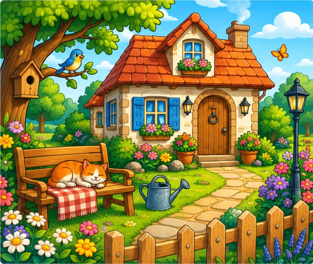 Find 5 Differences: Cozy Cottage Garden puzzle preview