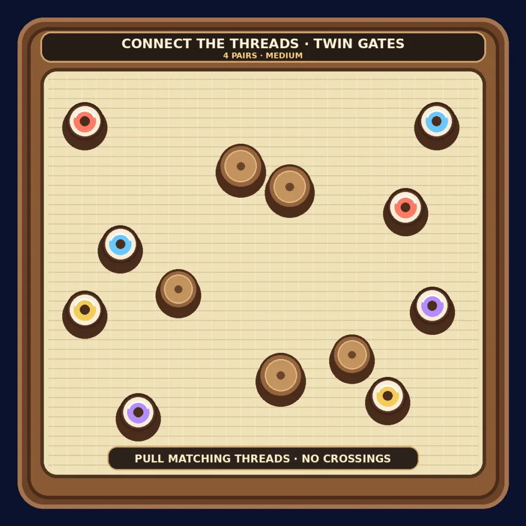 Connect the Threads — Twin Gates puzzle preview